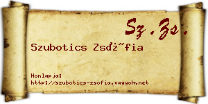 Szubotics Zsófia névjegykártya